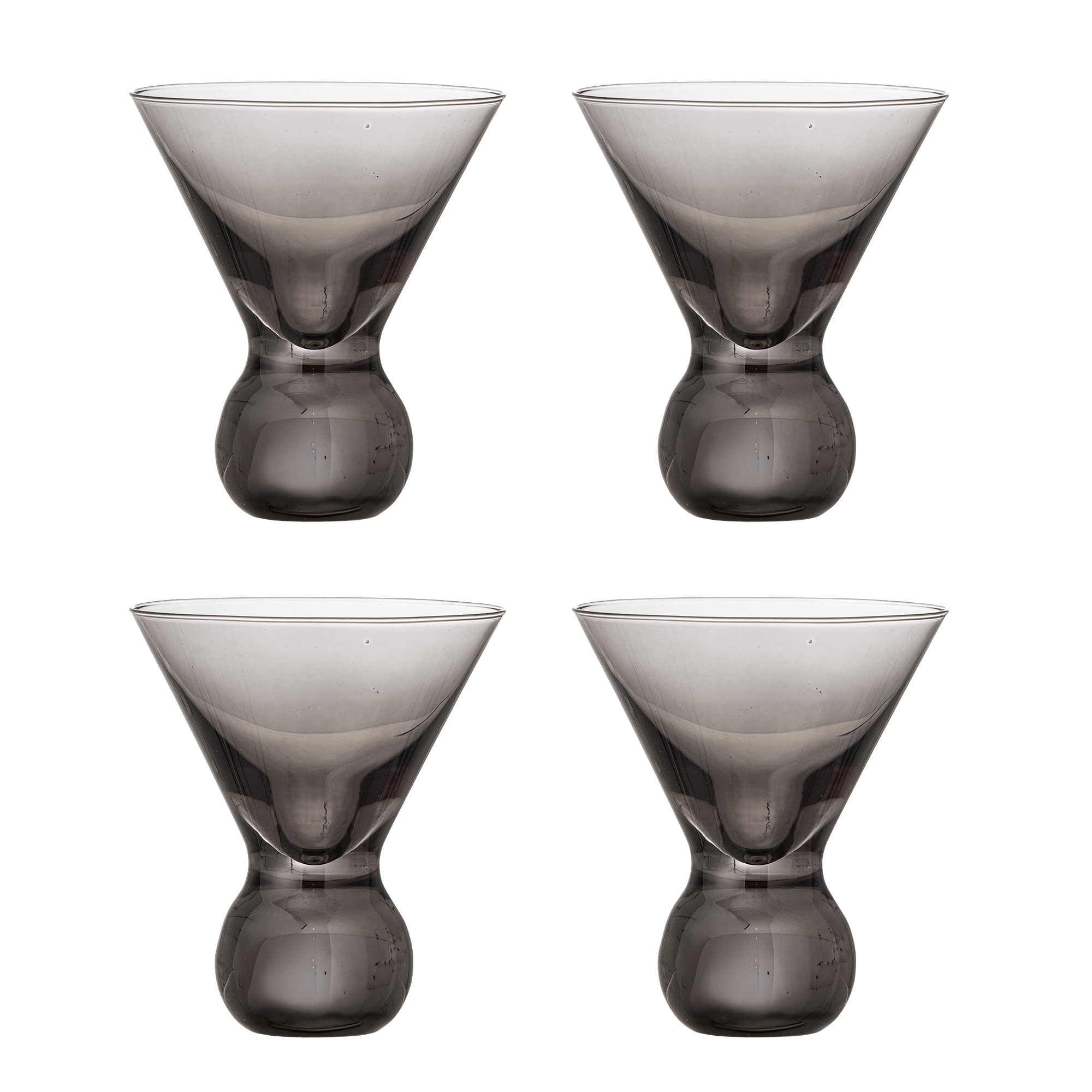 Bloomingville - Corliss Cocktailglas, Grå, Glas, D9,5xH11 cm, Set of 4 billede