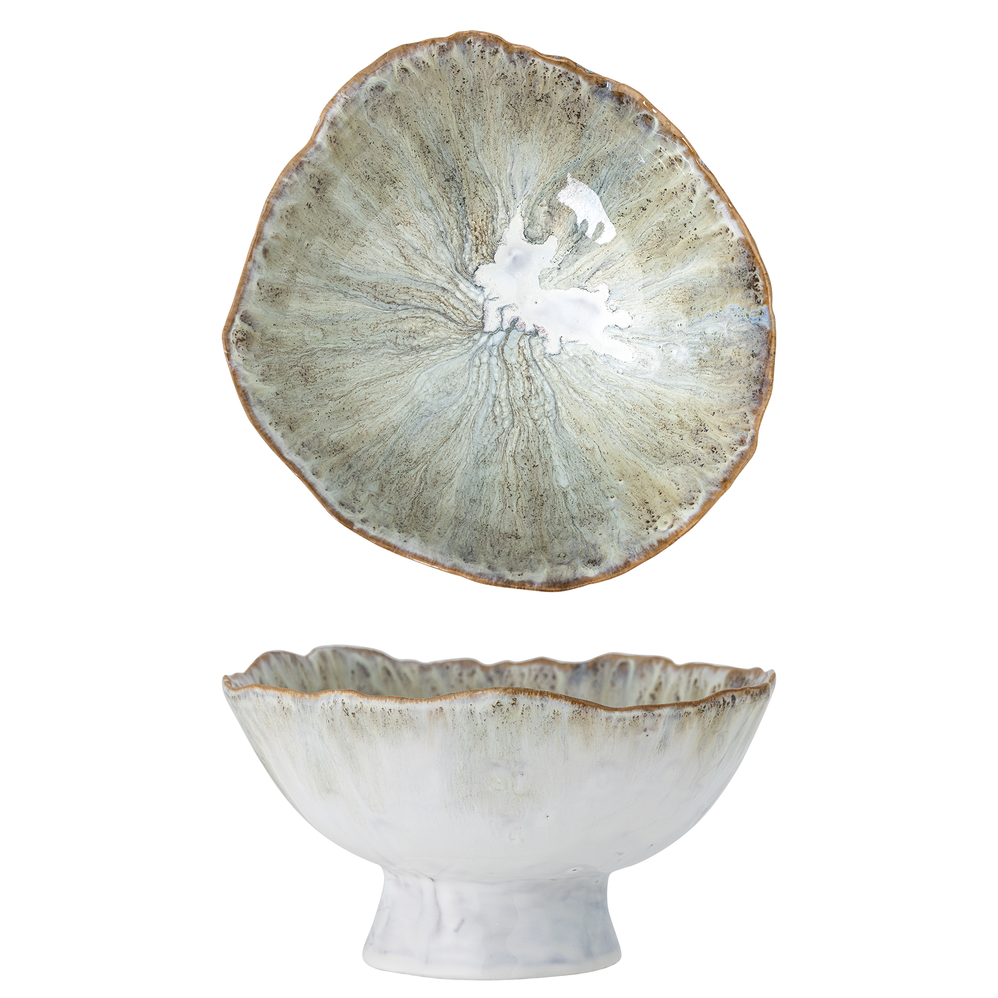 Bloomingville - Joby Skål, Blå, Stentøj, D24xH13 cm