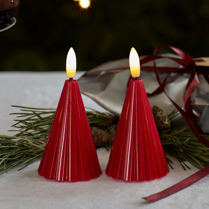 Sirius - Laura Lak Juletræ 2 pak, Rød, Ø5,7 x H8 cm