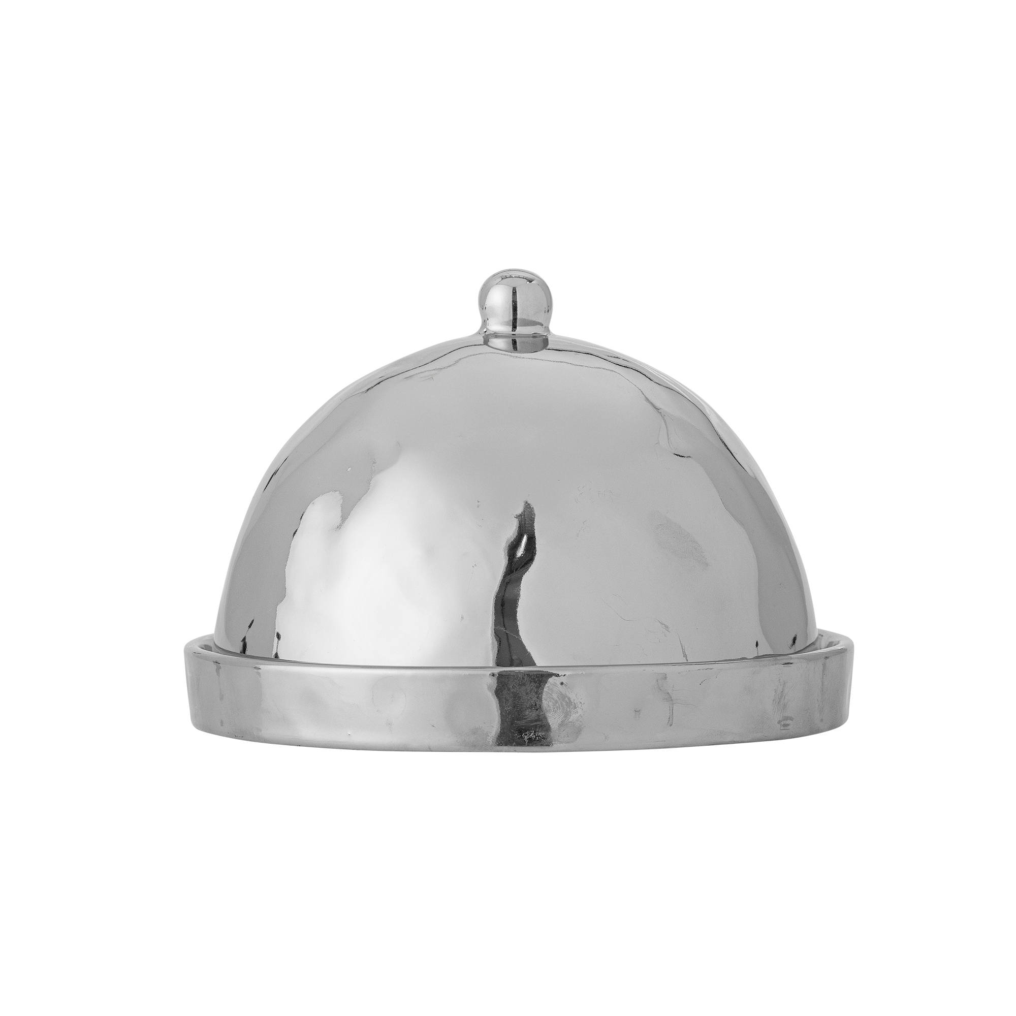 Bloomingville - Shine Smørboks, Sølv, Stentøj, D16,5xH11,5 cm