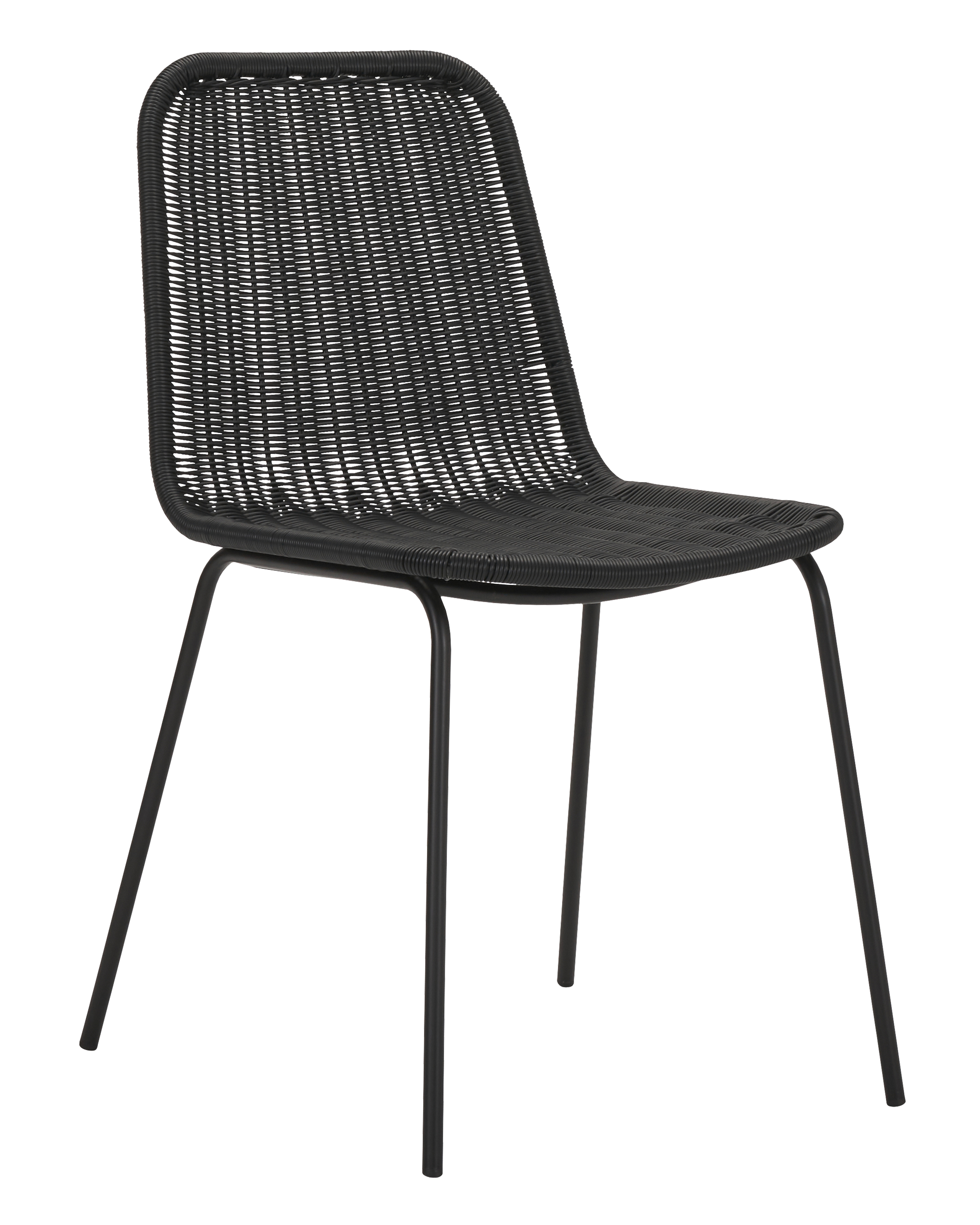 House Doctor udendørs spisebordsstol / havestol Hapur sort jern/PE-flet H82xB49xD55