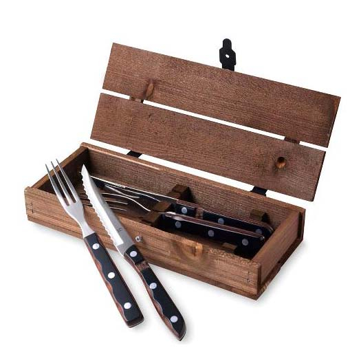 Gense Old Farmer black Steakbestik/grillbestik 4 dele Træ/Stål Gense Old Farmer black Steakbestik/grillbestik 4 dele Træ/Stål