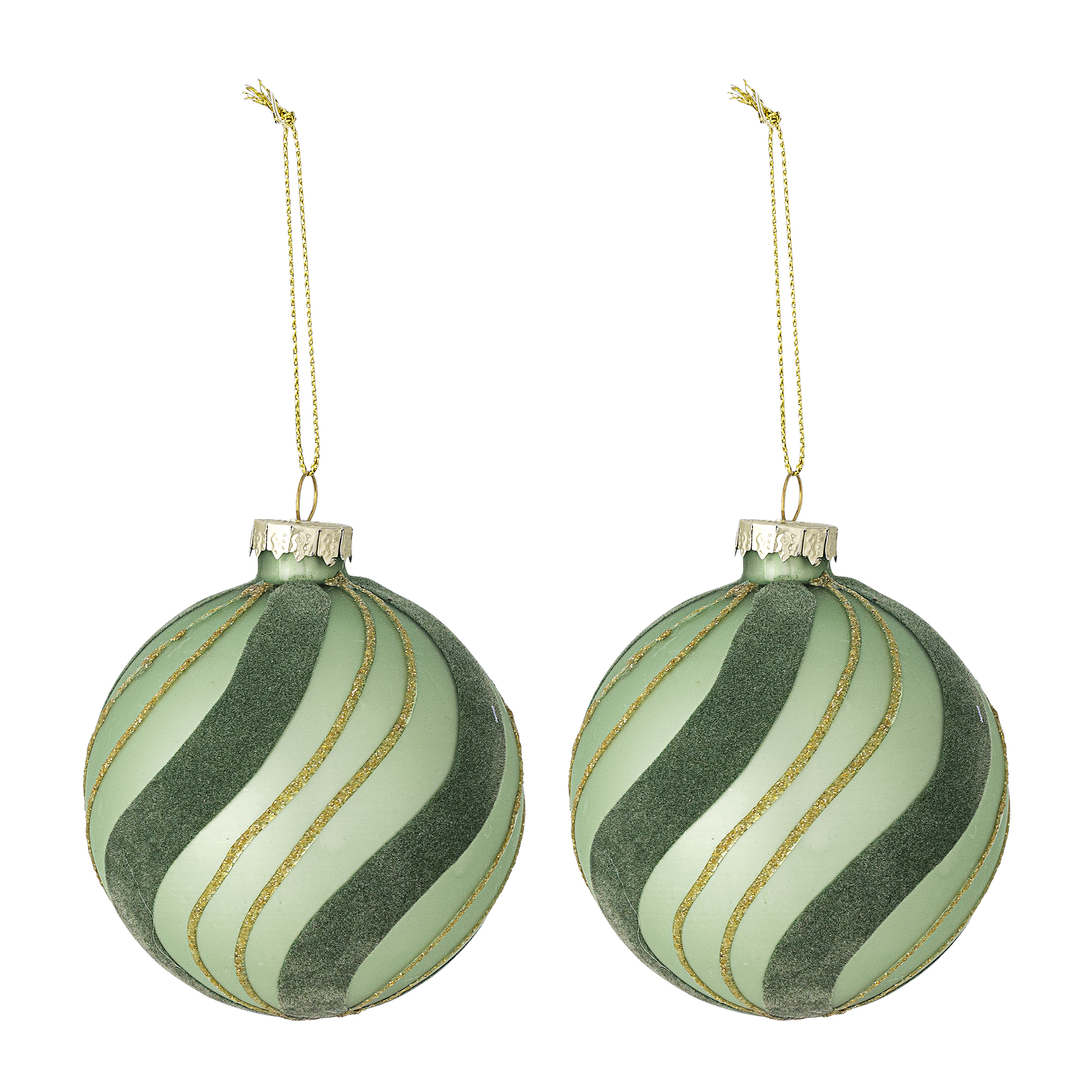 Bloomingville - Sunita Ornament, Grøn, Glas, D8 cm, Set of 2