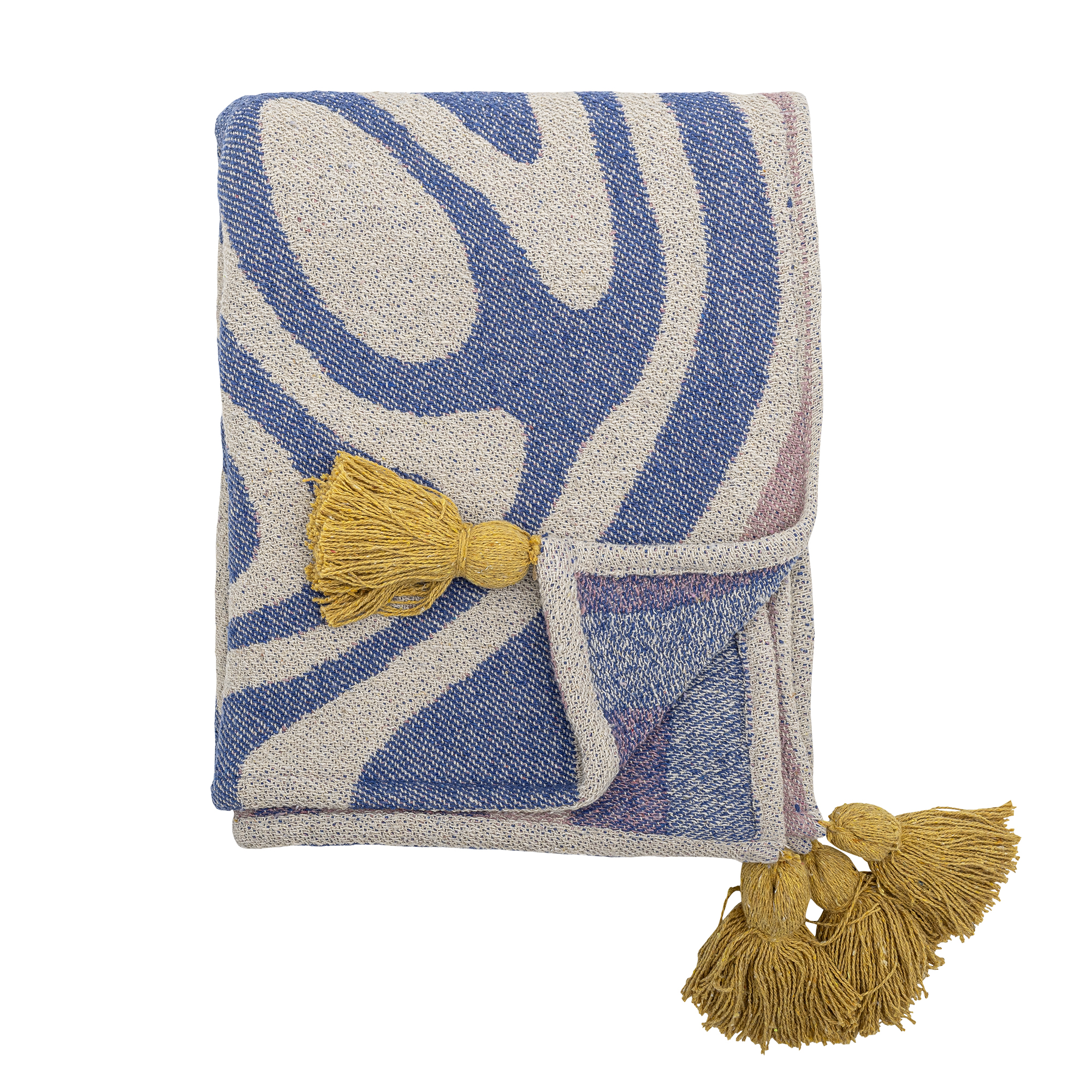 Bloomingville - Arlie Plaid, Blå, Genanvendt Bomuld, L160xW130 cm billede