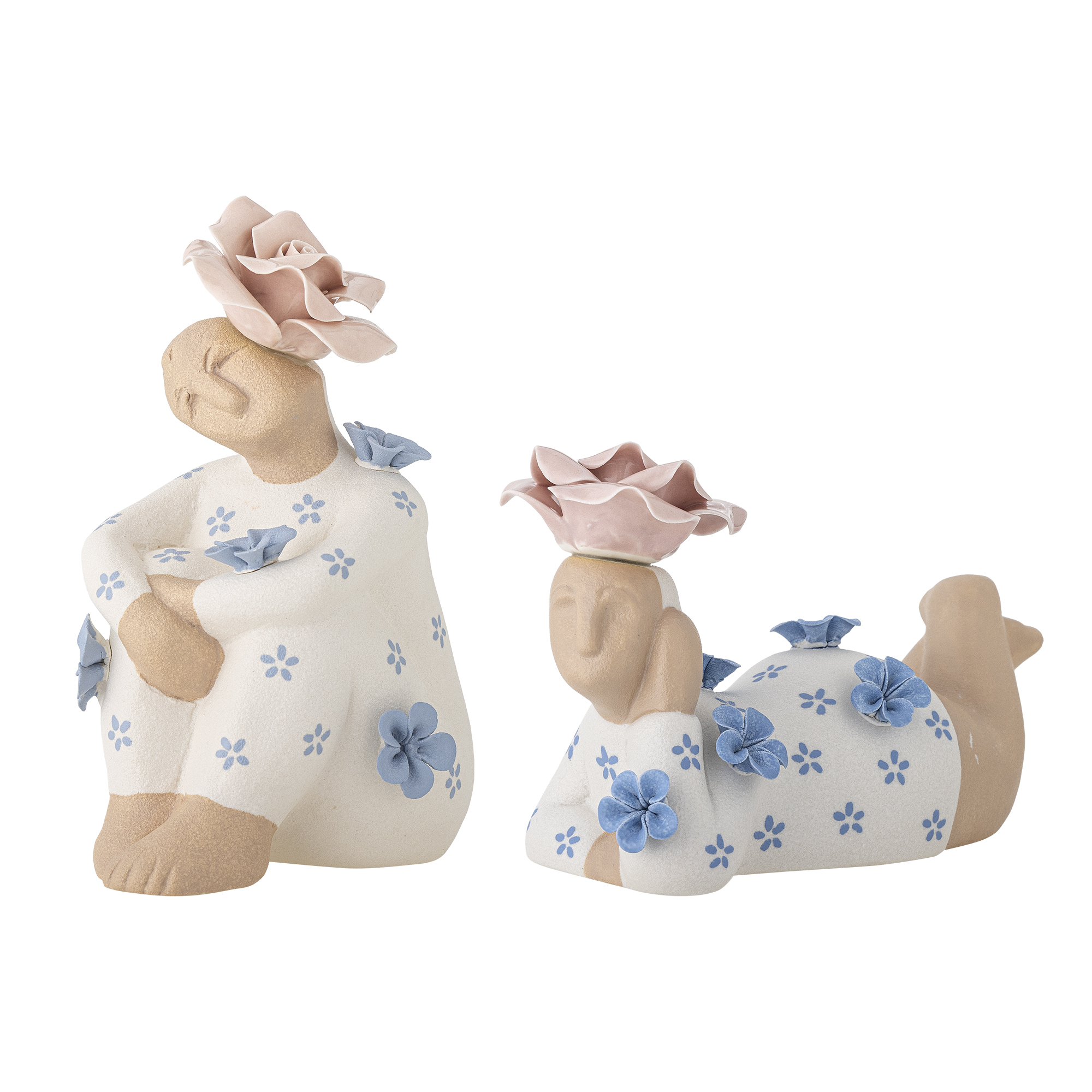 Bloomingville - Floriella Deko, Multifarvet, Stentøj, L17xH11,5xW7,5/L13,5xH17xW9 cm, Set of 2 billede