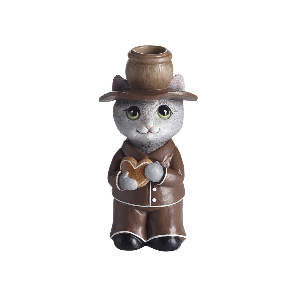 Lysestage Kat, Gingerman H.14,8cm