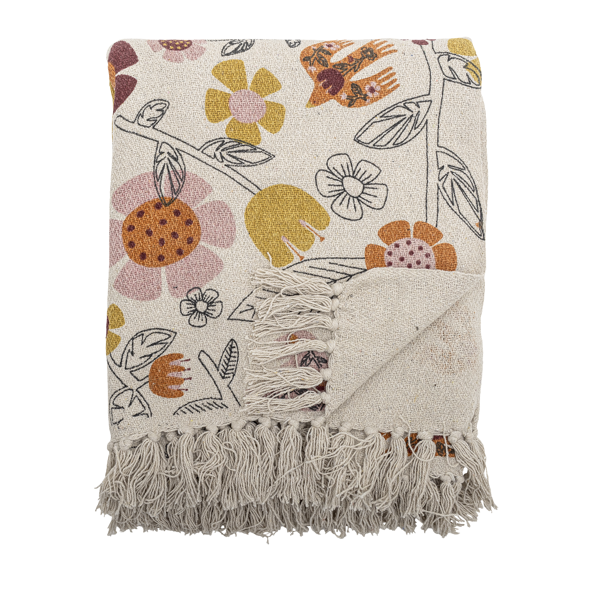 Bloomingville - Vivielle Plaid, Natur, Genanvendt Bomuld, L160xW130 cm