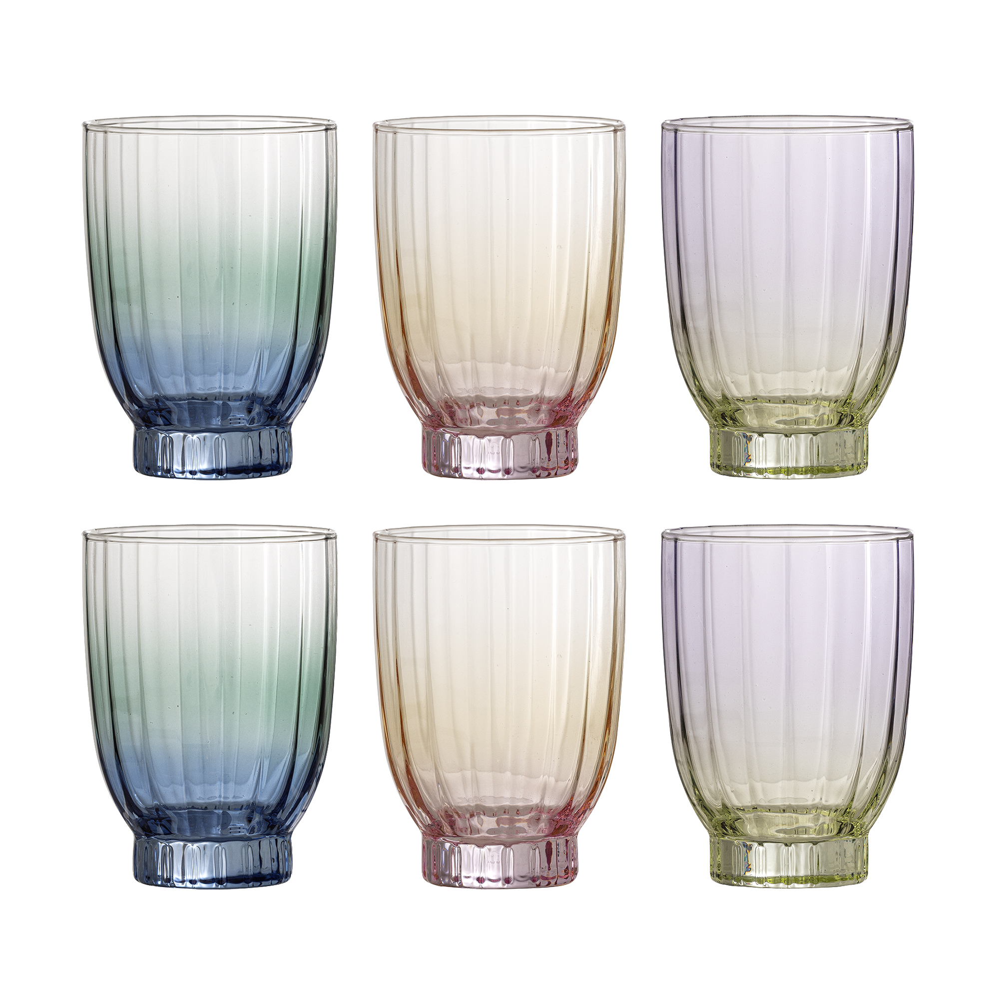 Bloomingville - Nicoline Drikkeglas, Multifarvet, Glas, D8xH11 cm, Set of 6