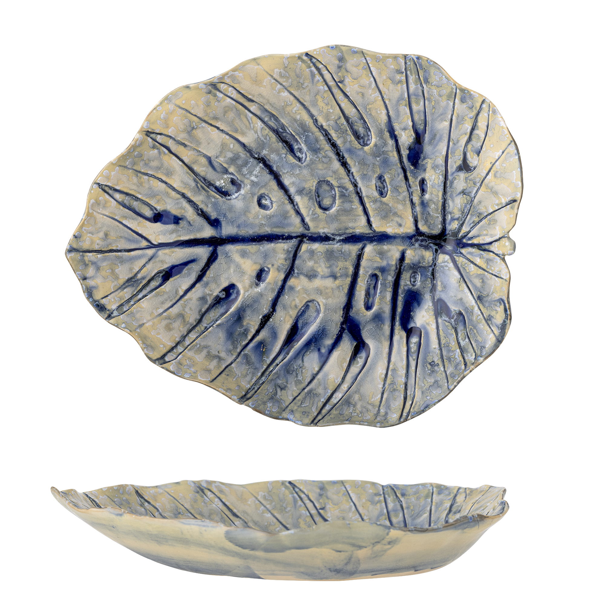 Bloomingville - Rowan Serveringsfad, Blå, Stentøj, L32,5xH4,5xW26,5 cm billede