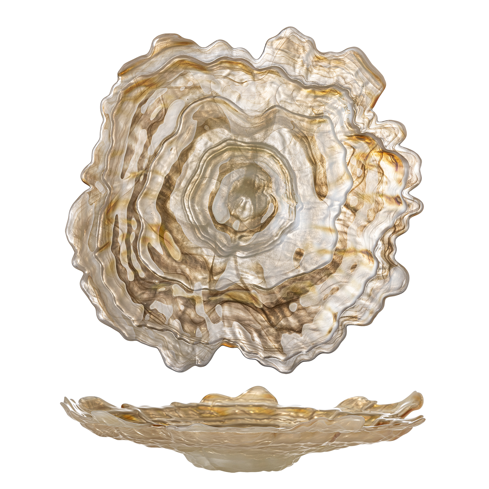 Bloomingville - Asimi Skål, Natur, Glas, D38,5xH8,5 cm