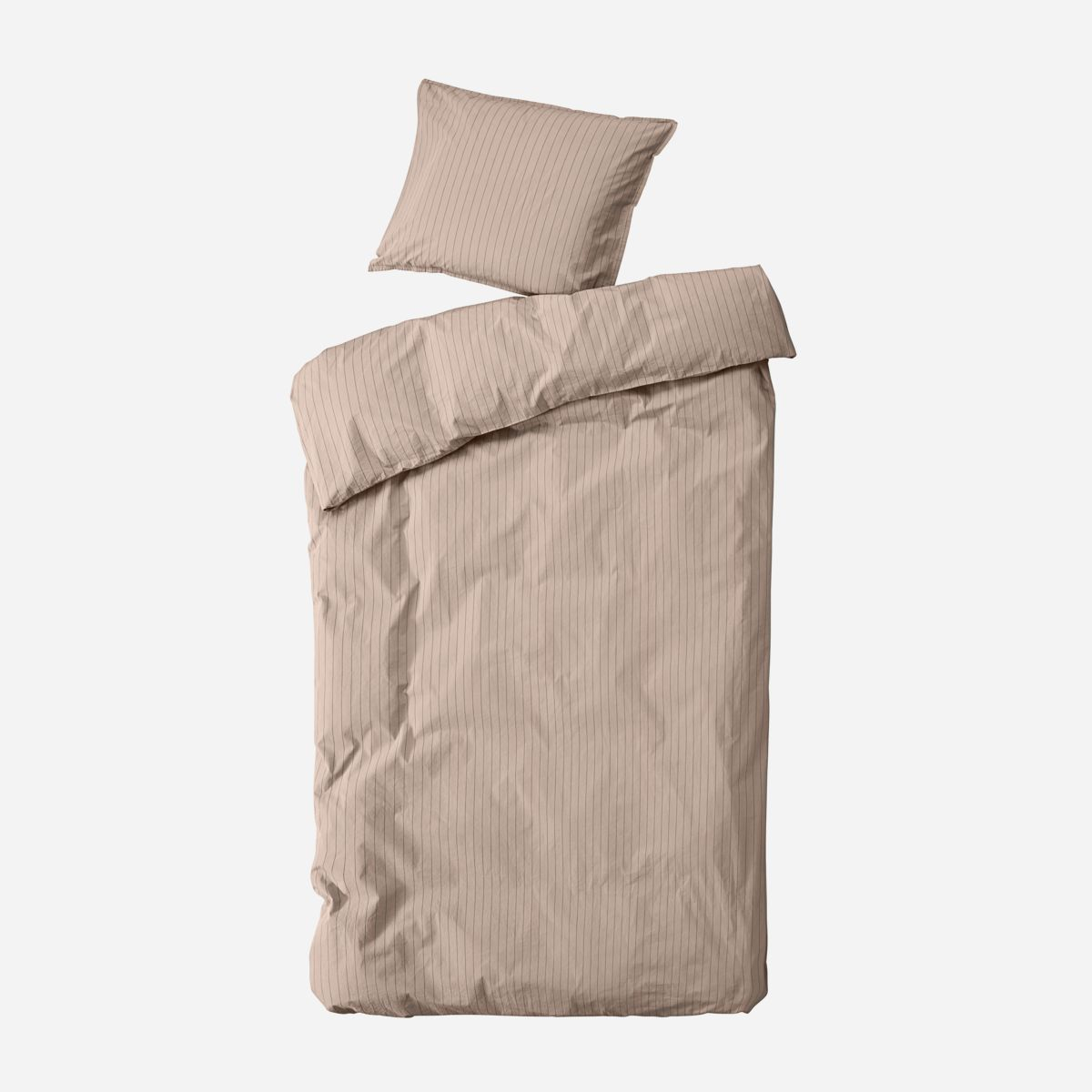 Sengesæt byNORD Dagny 150x210 cm straw w. bark økologisk bomuld percale med kuvertlukning og bindebånd OEKO-TEX 100 certificeret