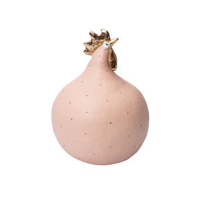 Høne Rose quartz/gold H13cm*