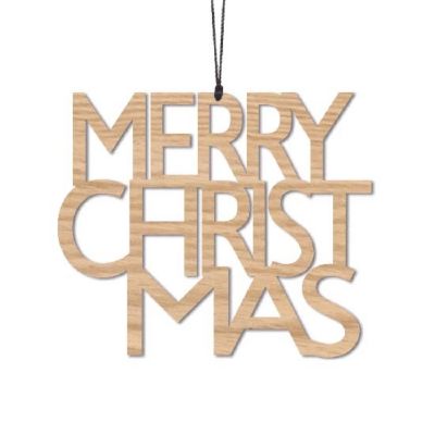 Merry Christmas - lige, egetræ - 2 stk.