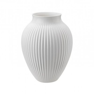 Knabstrup, vase med riller, hvid, 35 cm