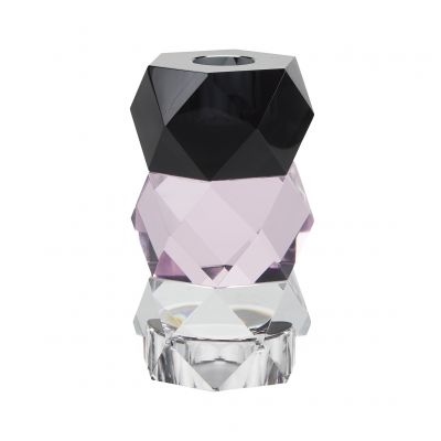Miss Etoile Candleholder, 3 part, tealig klar, rose, sort*