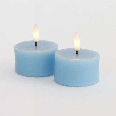 Sille Fyrfadslys 2 stk. sæt, Ø6xH3,4cm, Blue Skye