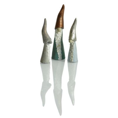 Lange nisser med metal huer, sæt á 3 stk., H 7-9 cm