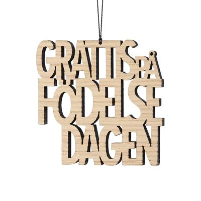 Grattis på födelsedagen, egetræ 2 stk.