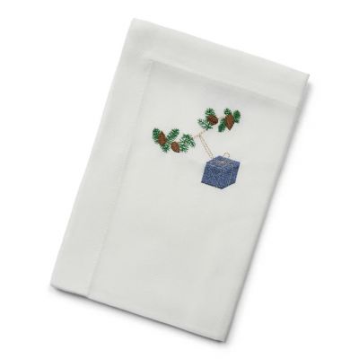 Juleserviet i stof med blå gave