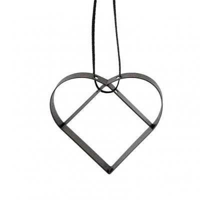 Figura ornament, hjerte, lille - soft black*