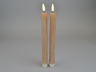LED-Stagelys 2er-Set, 2,2x24cm, kaffe