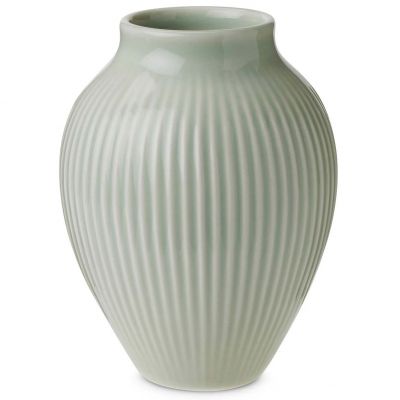 Knabstrup, vase, riller mintgrøn, 20 cm