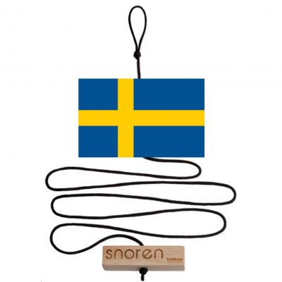 Svensk træflag og velkommen klods/brick