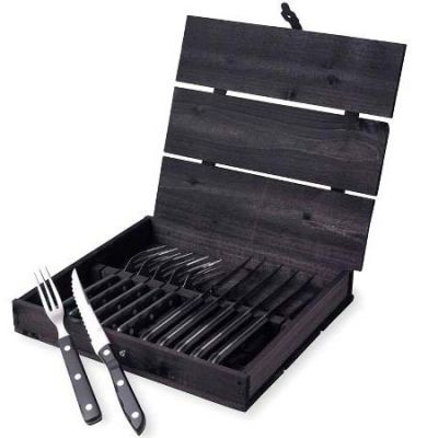 Gense Old Farmer black Steakbestik/grillbestik 12 dele Sort/Stål