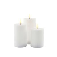 Smilla Genopladelig bloklys 10, 12,5 og 15 cm 3 stk. sæt, hvid