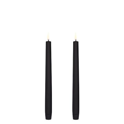LED Kronelys, Plain black, Smooth, 2 stk*