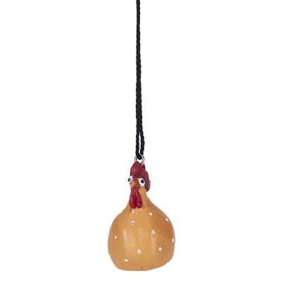 Høne, ophæng, orange, 4 cm*