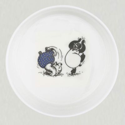 Skål Rasmus Klump, hvid porcelæn, sort/blå print*