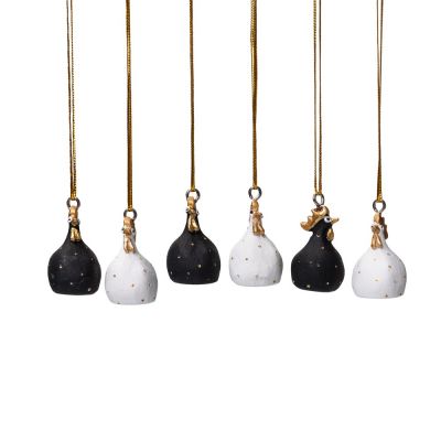 Hængende Høns 6stk mix, white/gold, black/gold H4cm*