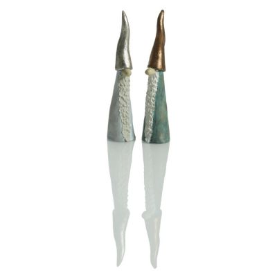 Nisser med metal farvede huer, sæt á 2 stk., H 15 cm