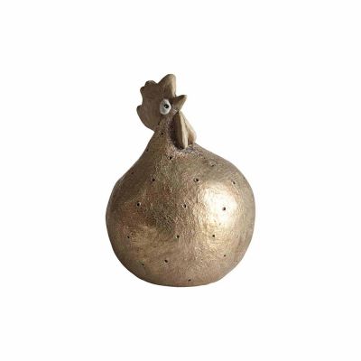Høne Shimmer sand/guld, H.9,6cm