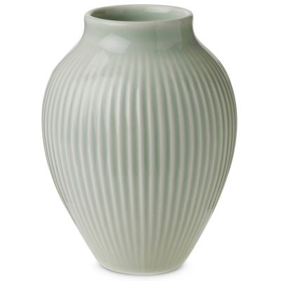 Knabstrup, vase, riller mintgrøn, 27 cm