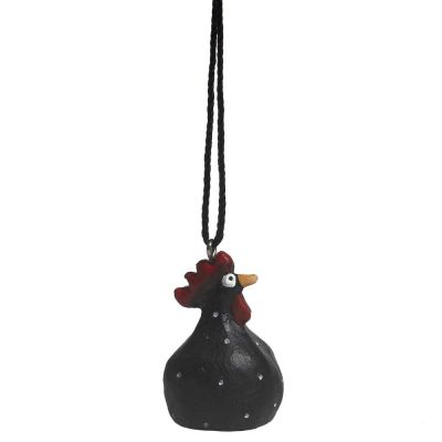 Høne, ophæng, sort, 4 cm