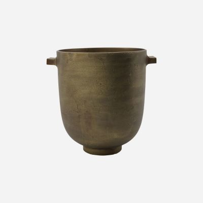 Urtepotte, Foem, H 24 cm, antik messing