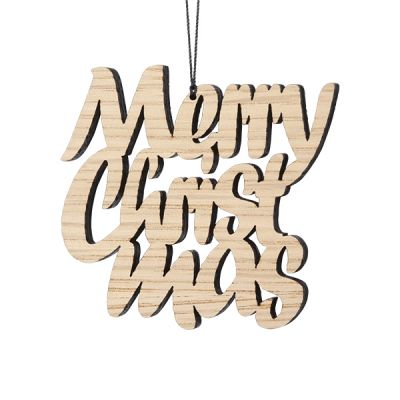 Merry Christmas - skrå, egetræ - 2 stk.